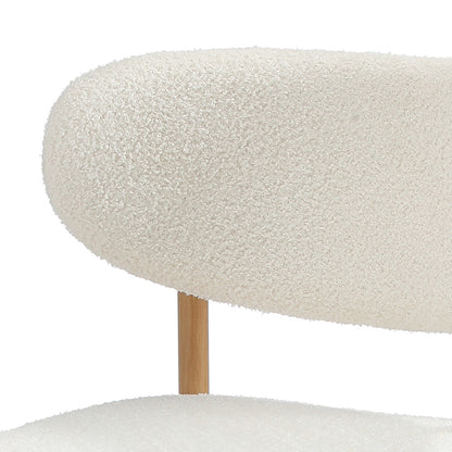 Oikiture 2x Dining Chairs Boucle Wood and White-Dining Chair-PEROZ Accessories