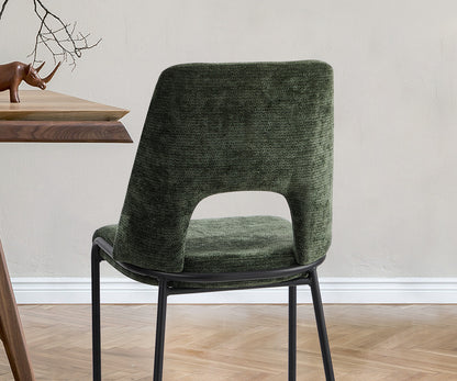 Oikiture 2x Dining Chairs Chenille Fabric Kitchen Side Chair Green-Dining Chair-PEROZ Accessories