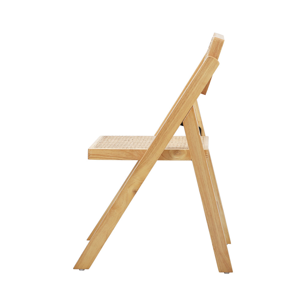 Oikiture 2x Dining Chairs Folding Rattan Chair Wooden-Dining Chair-PEROZ Accessories