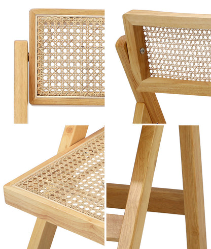 Oikiture 2x Dining Chairs Folding Rattan Chair Wooden-Dining Chair-PEROZ Accessories