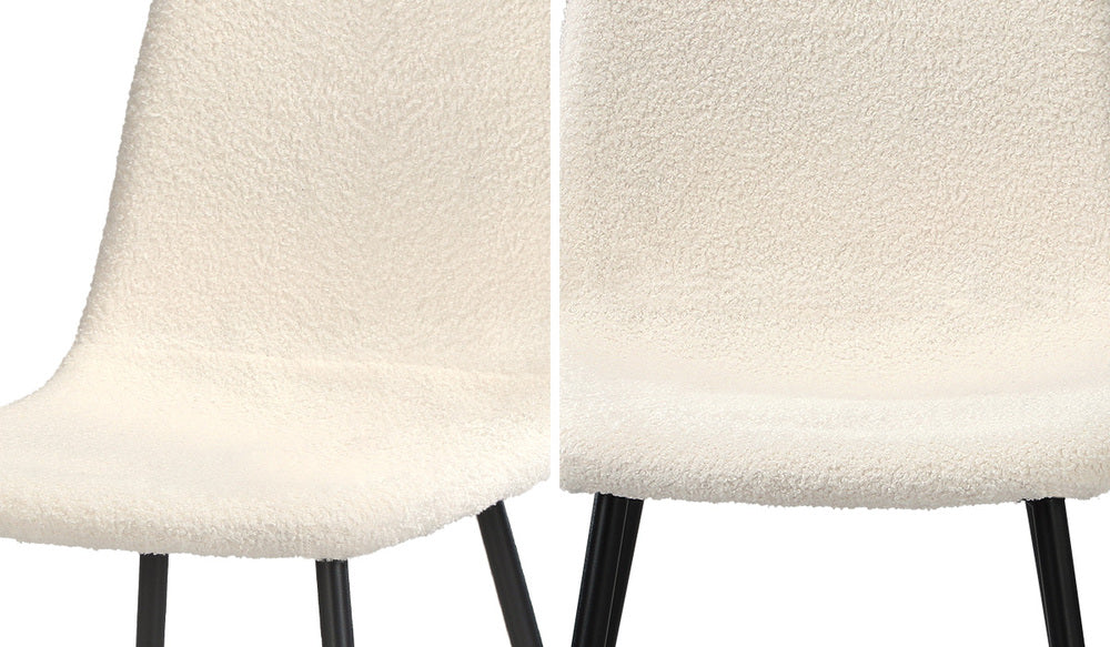 Oikiture 2x Dining Chairs Sherpa White and Black-Dining Chair-PEROZ Accessories