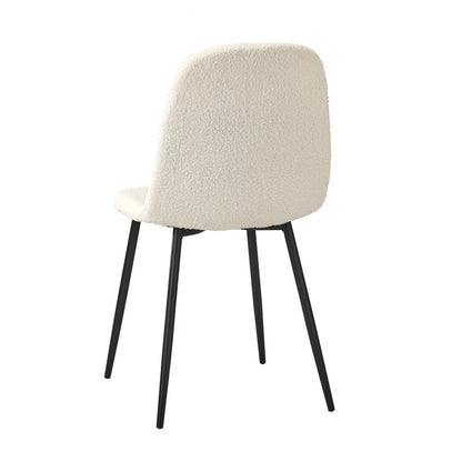 Oikiture 2x Dining Chairs Sherpa White and Black-Dining Chair-PEROZ Accessories