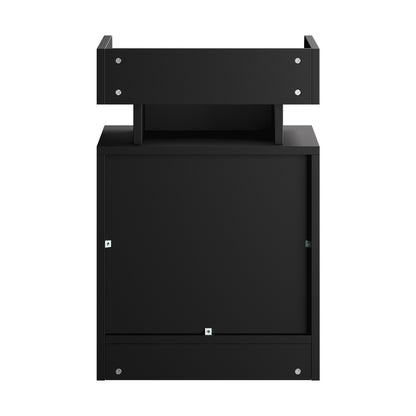 Oikiture 2x LED Bedside Table USB Charging Station Black-Bedside Tables-PEROZ Accessories