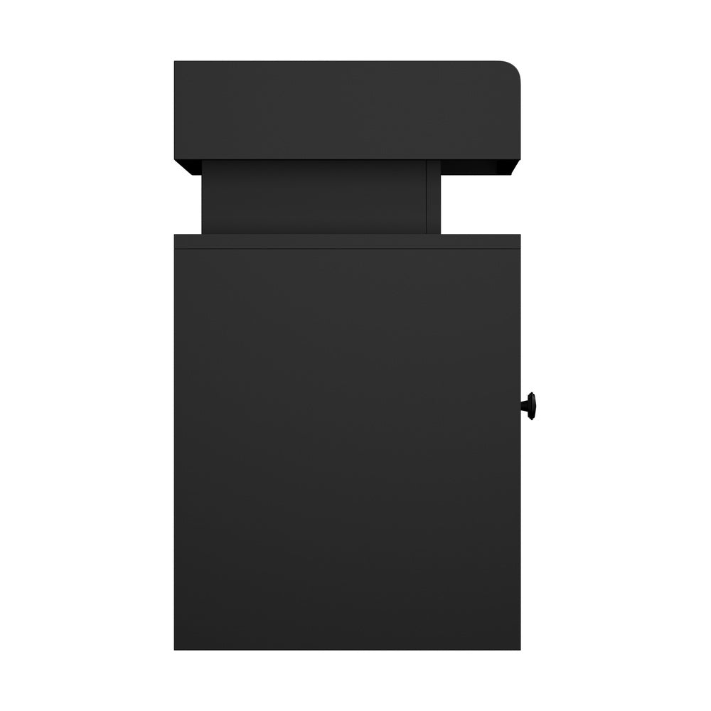 Oikiture 2x LED Bedside Table USB Charging Station Black-Bedside Tables-PEROZ Accessories