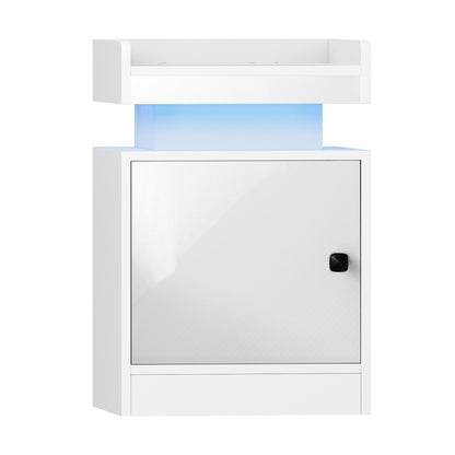 Oikiture 2x LED Bedside Table USB Charging Station White-Bedside Tables-PEROZ Accessories