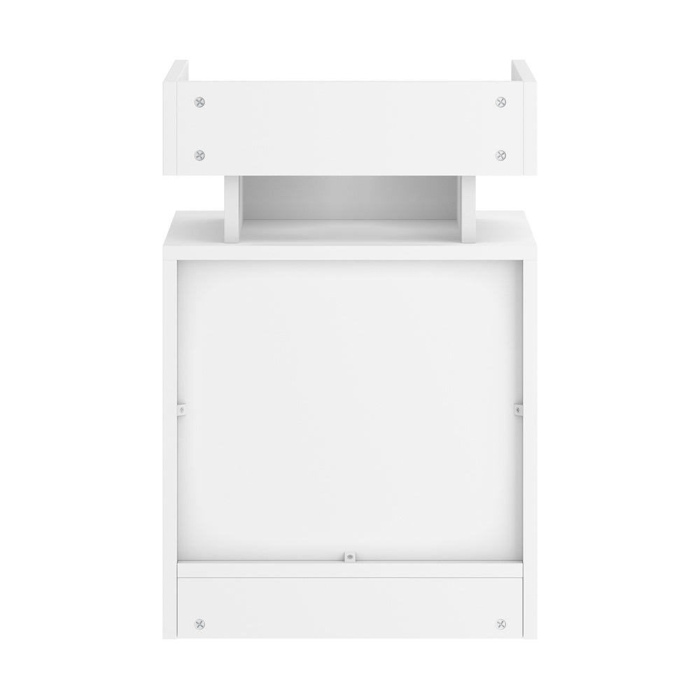 Oikiture 2x LED Bedside Table USB Charging Station White-Bedside Tables-PEROZ Accessories