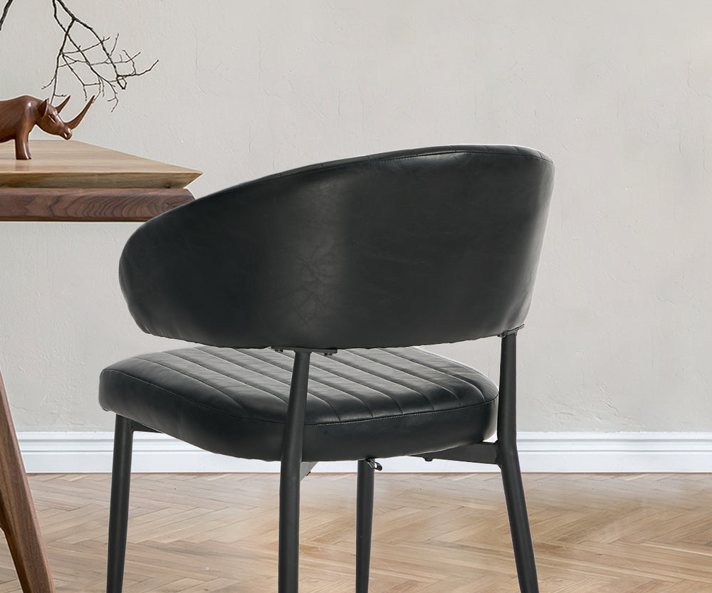 Oikiture 2x PU Leather Dining Chair Kitchen Padded Seat Black-Dining Chair-PEROZ Accessories