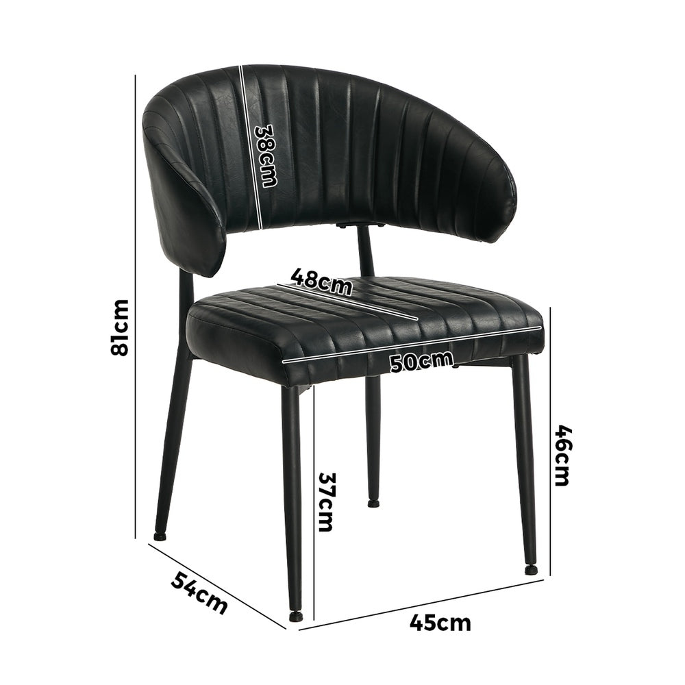 Oikiture 2x PU Leather Dining Chair Kitchen Padded Seat Black-Dining Chair-PEROZ Accessories