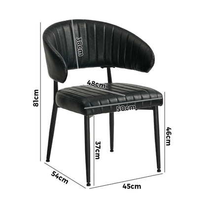Oikiture 2x PU Leather Dining Chair Kitchen Padded Seat Black-Dining Chair-PEROZ Accessories