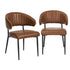 Oikiture 2x PU Leather Dining Chair Kitchen Padded Seat Brown-Dining Chair-PEROZ Accessories