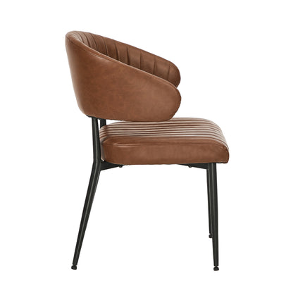 Oikiture 2x PU Leather Dining Chair Kitchen Padded Seat Brown-Dining Chair-PEROZ Accessories