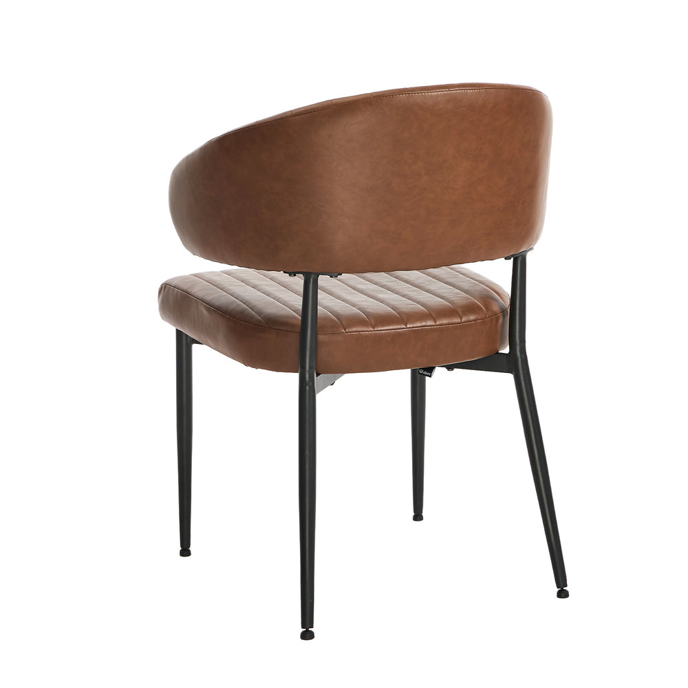 Oikiture 2x PU Leather Dining Chair Kitchen Padded Seat Brown-Dining Chair-PEROZ Accessories