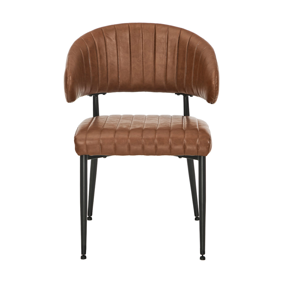 Oikiture 2x PU Leather Dining Chair Kitchen Padded Seat Brown-Dining Chair-PEROZ Accessories