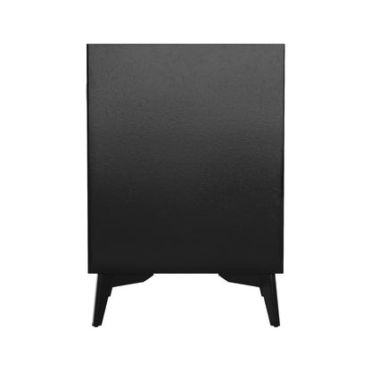 Oikiture 2x Smart Bedside Tables Wireless Charging LED 3 Drawers Black-Bedside Tables-PEROZ Accessories