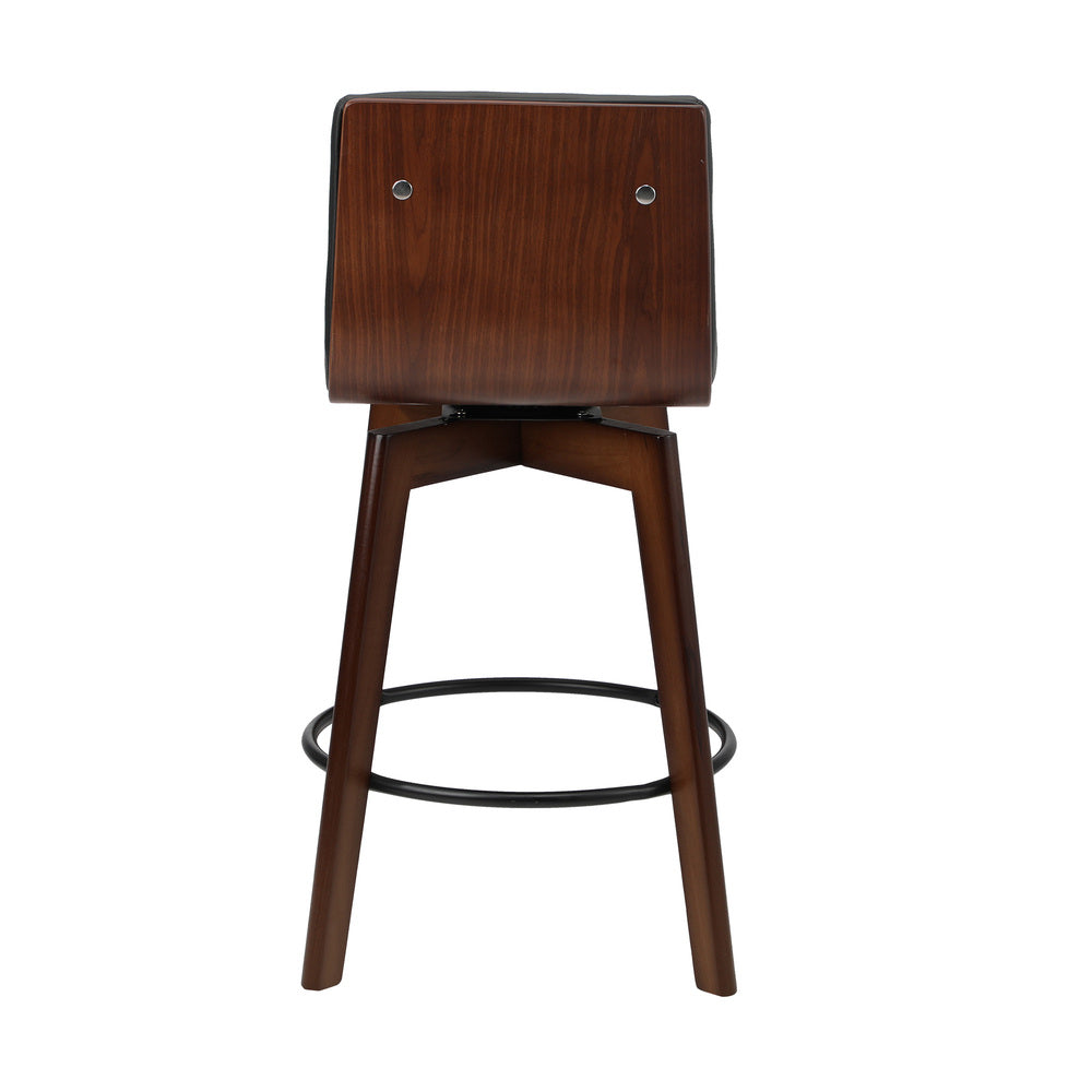 Oikiture 2x Wooden Bar Stools Swivel Chairs PU Leather-Bar Stool-PEROZ Accessories