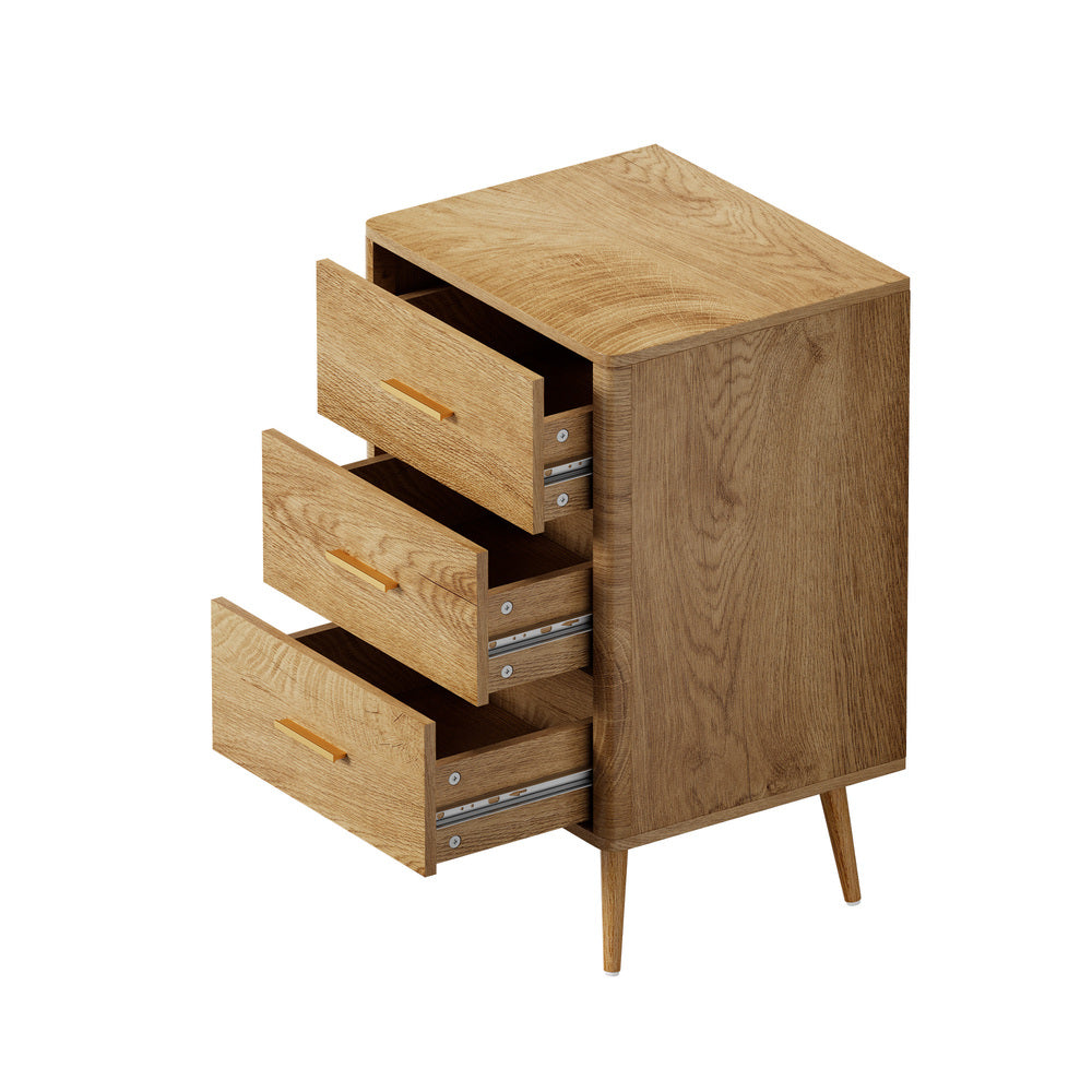 Oikiture 3 Chest of Drawers Tallboy Natural-Chest of Drawerss-PEROZ Accessories