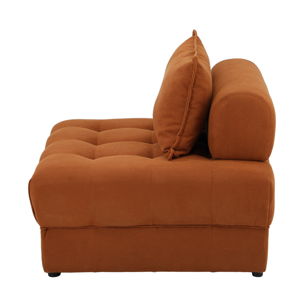 Oikiture 3 Seater Velvet Modular Sofa Lounge Chair with Backrest Brown-Armchair-PEROZ Accessories