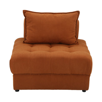 Oikiture 3 Seater Velvet Modular Sofa Lounge Chair with Backrest Brown-Armchair-PEROZ Accessories