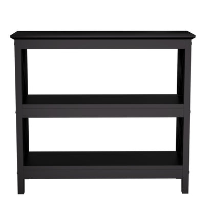 Oikiture 3-Tier Console Table X-Design Wooden Black-Console Tables-PEROZ Accessories