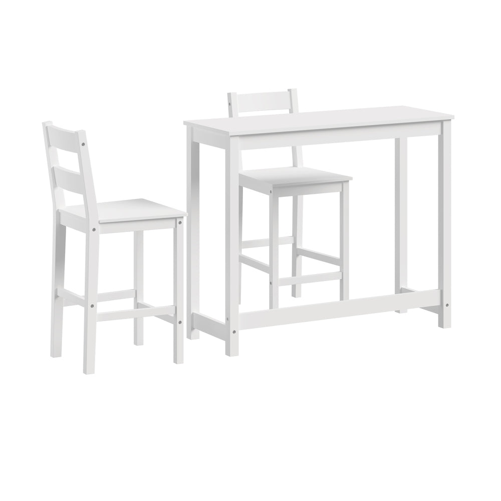 Oikiture 3PCS Bar Table Set Cafe Tables and 2 Stools White-Bar Sets-PEROZ Accessories
