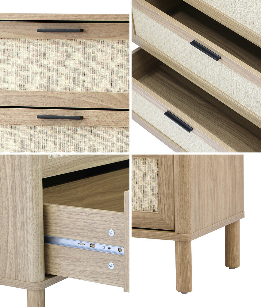 Oikiture 4 Chest of Drawers Rattan Dresser Natural-Chest of Drawers-PEROZ Accessories
