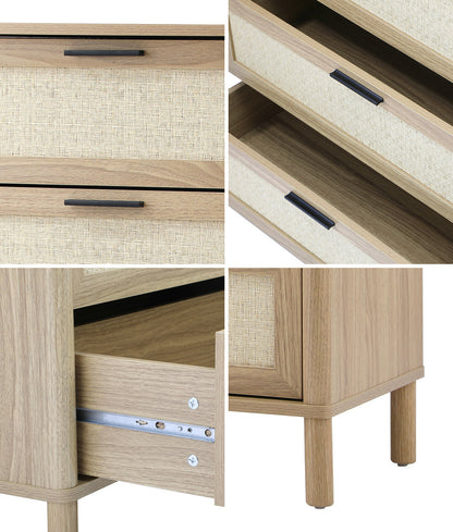 Oikiture 4 Chest of Drawers Rattan Dresser Natural-Chest of Drawers-PEROZ Accessories
