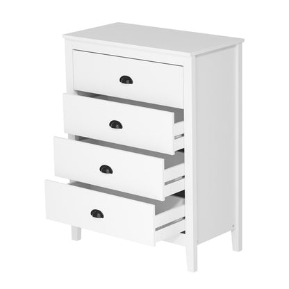 Oikiture 4 Chest of Drawers and 2 Bedside Tables Vintage Bedroom Set White-Chest of Drawers-PEROZ Accessories