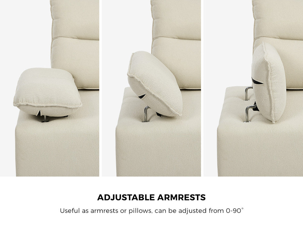 Oikiture 4 Seater Chenille Modular Sofa Adjustable Armrest Ottoman-Sofa-PEROZ Accessories