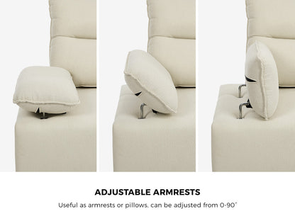 Oikiture 4 Seater Chenille Modular Sofa Adjustable Armrest Ottoman-Sofa-PEROZ Accessories