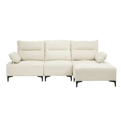 Oikiture 4 Seater Chenille Modular Sofa Adjustable Armrest Ottoman-Sofa-PEROZ Accessories