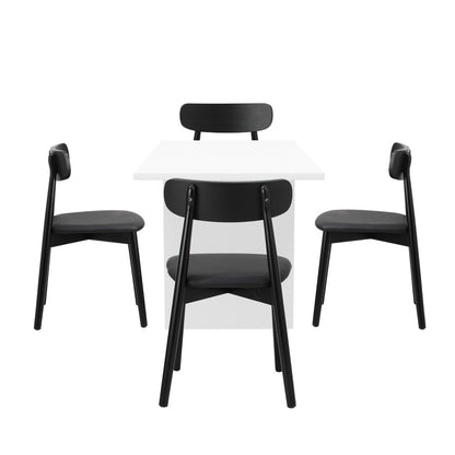 Oikiture 4-Seater Dining Table and Chairs Set Wooden Black-Dining Set-PEROZ Accessories