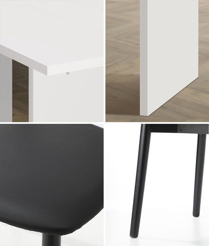 Oikiture 4-Seater Dining Table and Chairs Set Wooden Black-Dining Set-PEROZ Accessories