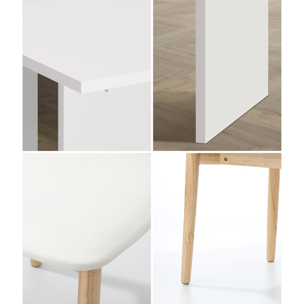 Oikiture 4-Seater Dining Table and Chairs Set Wooden White-Dining Set-PEROZ Accessories