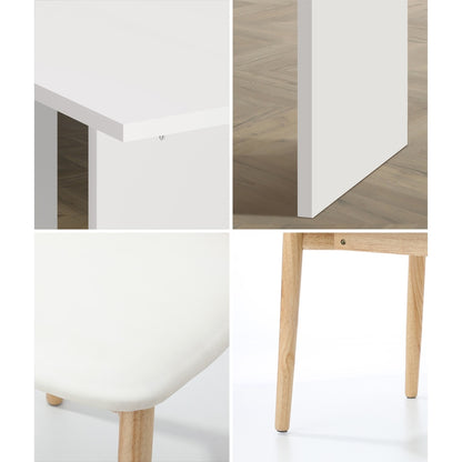 Oikiture 4-Seater Dining Table and Chairs Set Wooden White-Dining Set-PEROZ Accessories