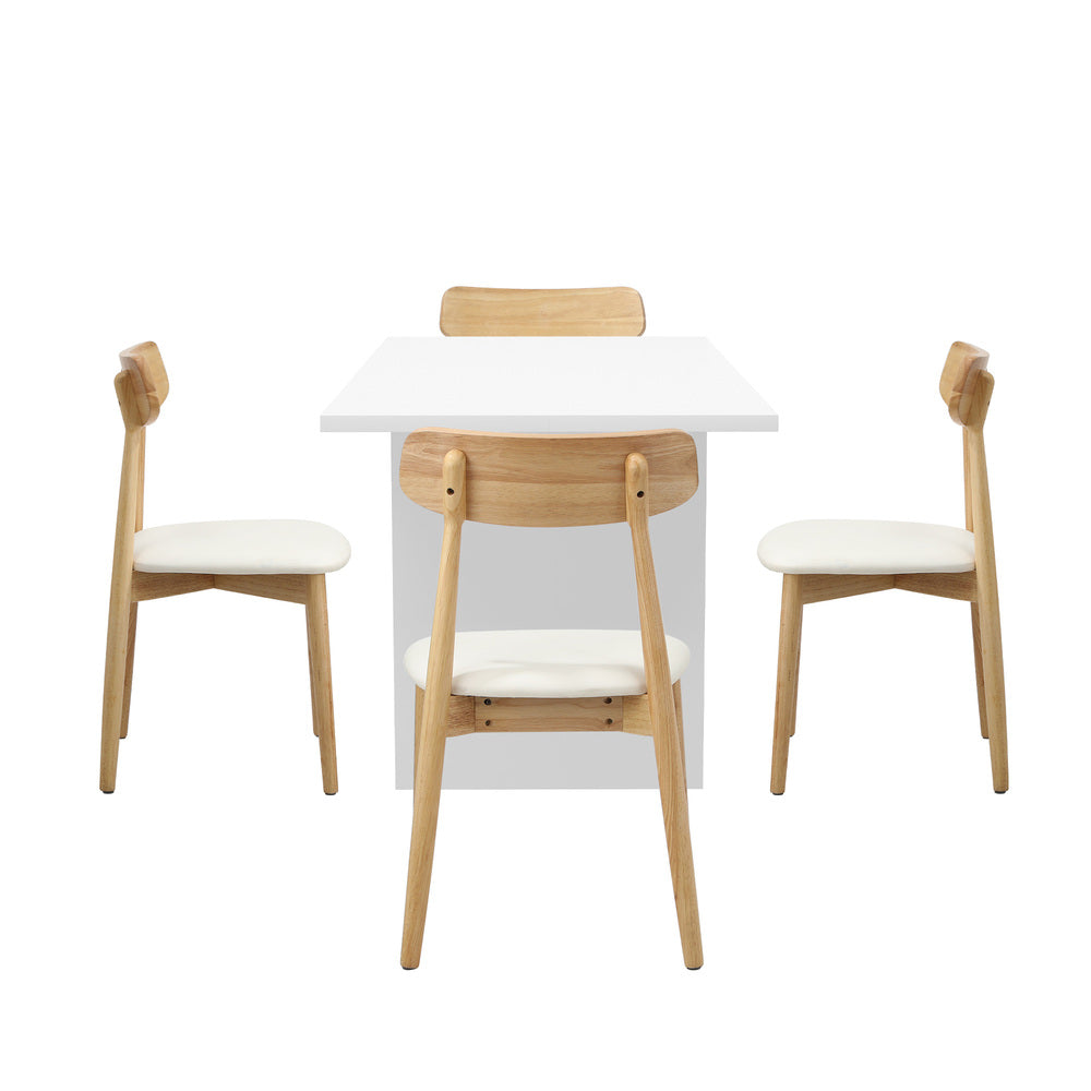 Oikiture 4-Seater Dining Table and Chairs Set Wooden White-Dining Set-PEROZ Accessories