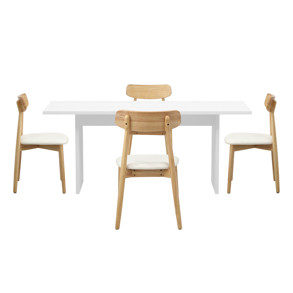 Oikiture 4-Seater Dining Table and Chairs Set Wooden White-Dining Set-PEROZ Accessories
