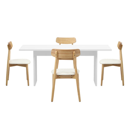 Oikiture 4-Seater Dining Table and Chairs Set Wooden White-Dining Set-PEROZ Accessories