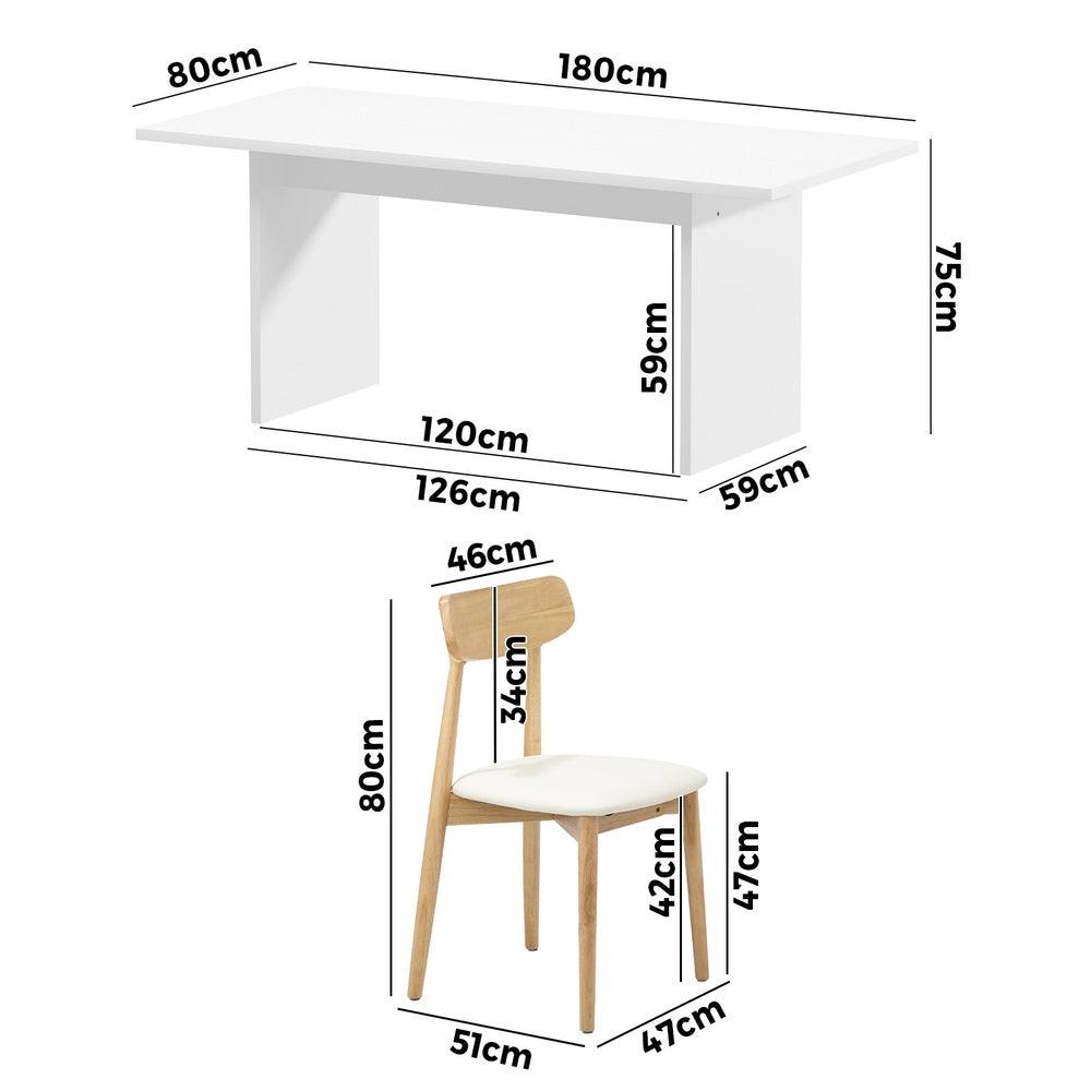 Oikiture 4-Seater Dining Table and Chairs Set Wooden White-Dining Set-PEROZ Accessories
