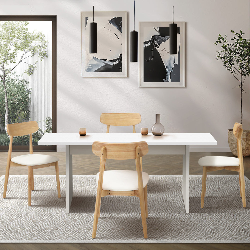 Oikiture 4-Seater Dining Table and Chairs Set Wooden White-Dining Set-PEROZ Accessories