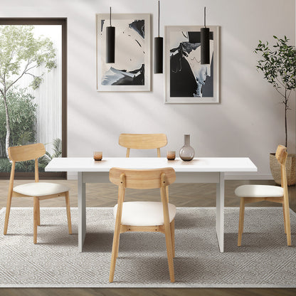 Oikiture 4-Seater Dining Table and Chairs Set Wooden White-Dining Set-PEROZ Accessories