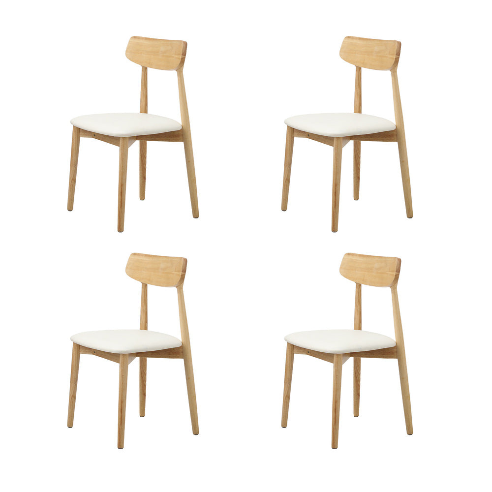 Oikiture 4-Seater Dining Table and Chairs Set Wooden White-Dining Set-PEROZ Accessories
