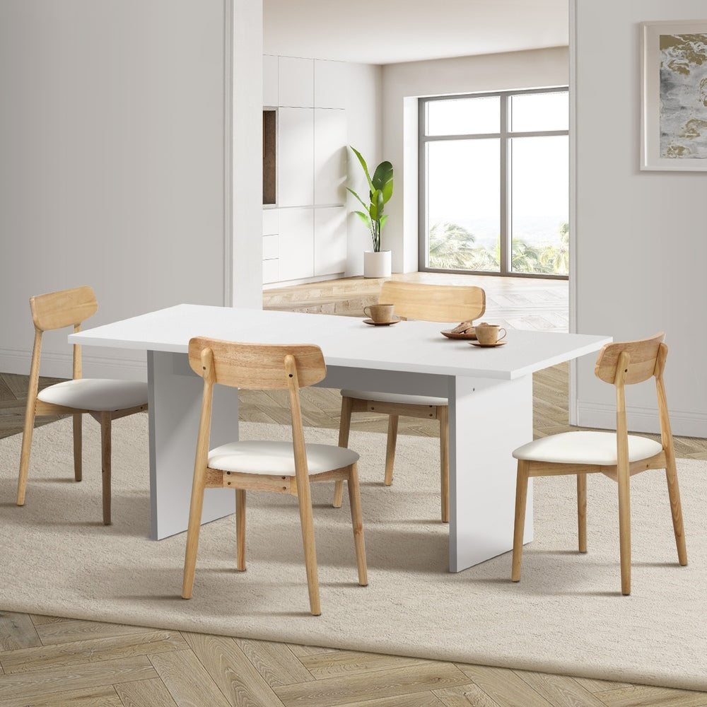 Oikiture 4-Seater Dining Table and Chairs Set Wooden White-Dining Set-PEROZ Accessories