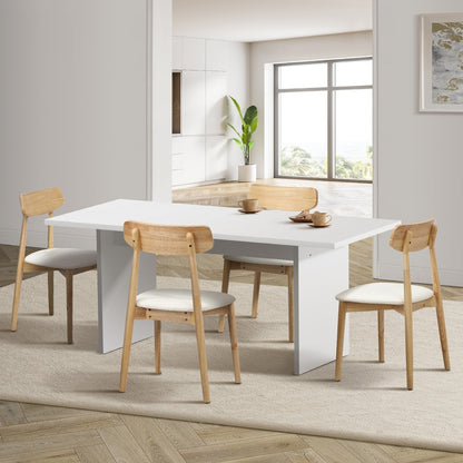 Oikiture 4-Seater Dining Table and Chairs Set Wooden White-Dining Set-PEROZ Accessories