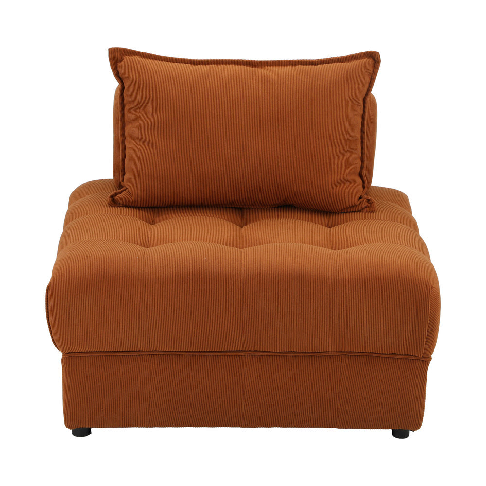 Oikiture 4 Seater Velvet Modular Sofa Lounge Chair with Backrest Brown-Armchair-PEROZ Accessories