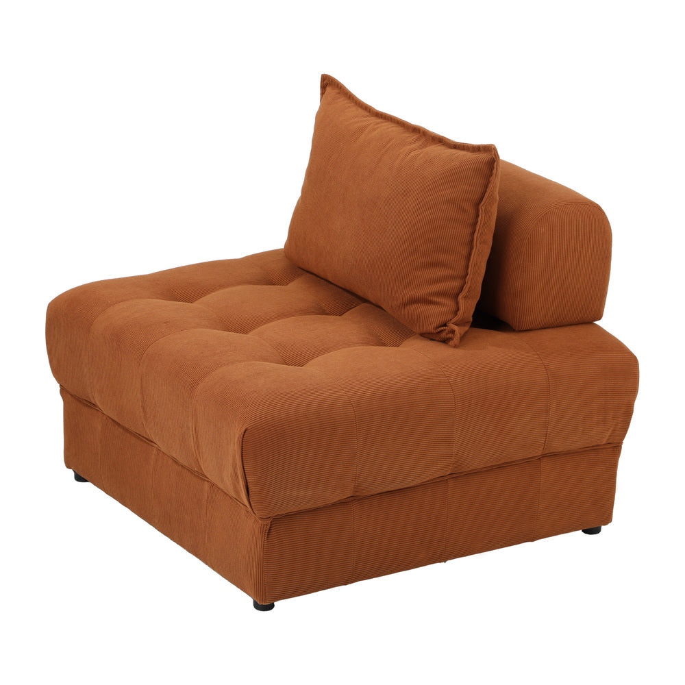 Oikiture 4 Seater Velvet Modular Sofa Lounge Chair with Backrest Brown-Armchair-PEROZ Accessories