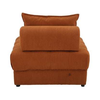 Oikiture 4 Seater Velvet Modular Sofa Lounge Chair with Backrest Brown-Armchair-PEROZ Accessories