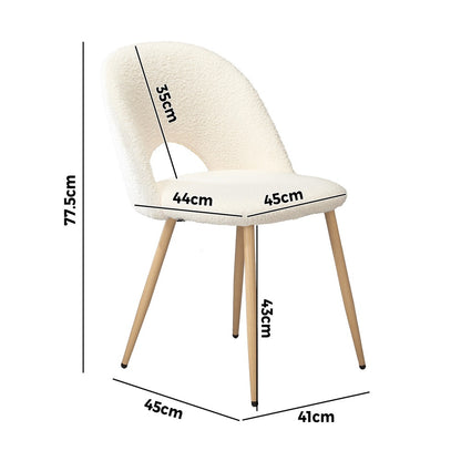 Oikiture 4PCS Dining Chairs Armchair Sherpa Wooden White-Dining Chair-PEROZ Accessories