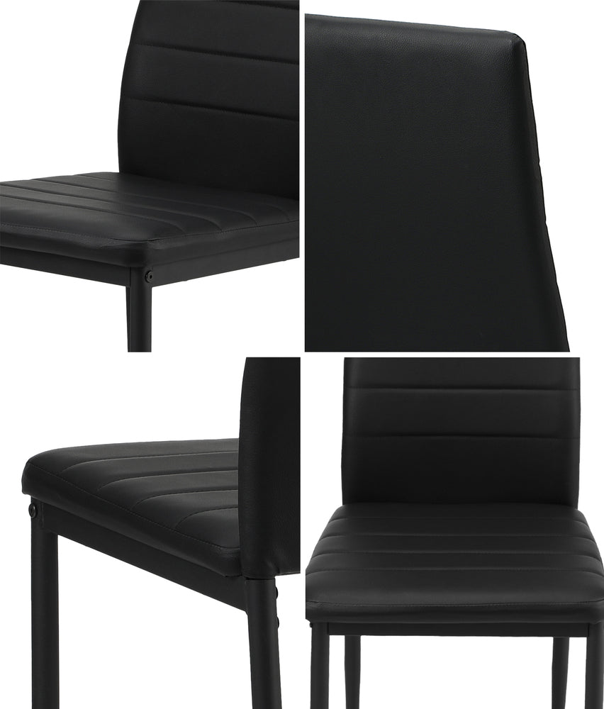 Oikiture 4PCS Dining Chairs High-Back Faux Leather Black-Dining Chair-PEROZ Accessories