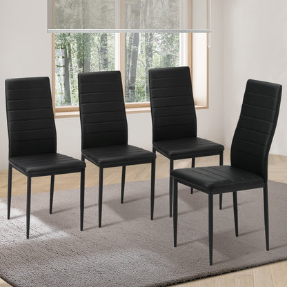 Oikiture 4PCS Dining Chairs High-Back Faux Leather Black-Dining Chair-PEROZ Accessories
