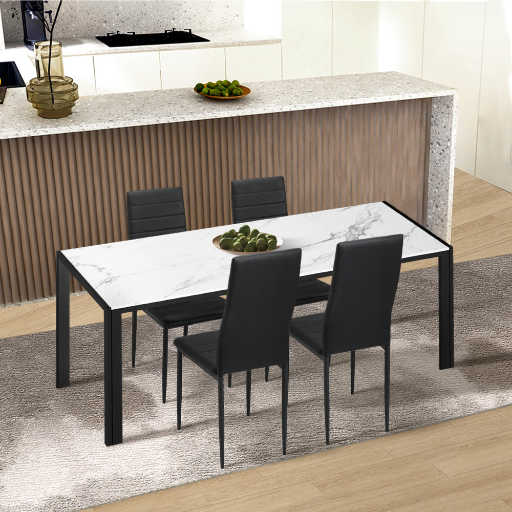 Oikiture 4PCS Dining Chairs High-Back Faux Leather Black-Dining Chair-PEROZ Accessories